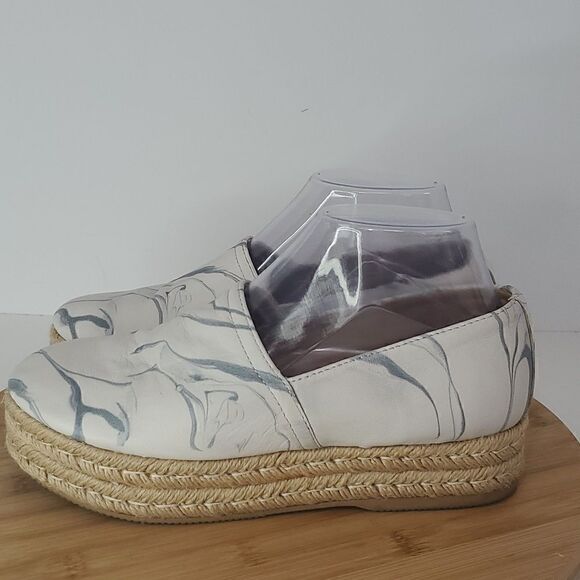 Naturalizer Thea Blue Marble Leather Espadrille Platform Shoes Size 7W - Picture 3 of 10
